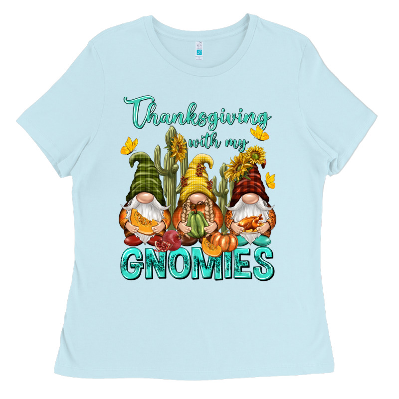 Thanksgiving With My Gnomes Ladies Tee by NancyCooperArtShop | Teevron
