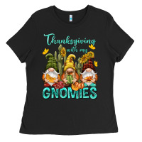 Black Thanksgiving With My Gnomes Ladies Tee - NancyCooperArtShop