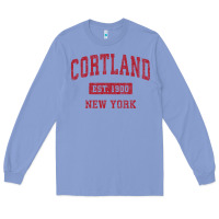 Colony Blue Cortland New York NY Vintage Sports Design Red Design Sweat Long Sleeve Tee - longCreatives