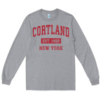 Heather Grey Cortland New York NY Vintage Sports Design Red Design Sweat Long Sleeve Tee - longCreatives