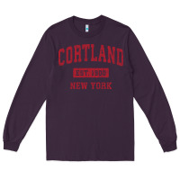 Plum Cortland New York NY Vintage Sports Design Red Design Sweat Long Sleeve Tee - longCreatives