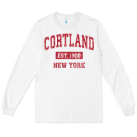 Cortland New York Ny Vintage Sports Design Red Design Sweat Long Sleeve Tee | Teevron