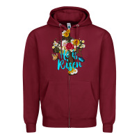 Burgundy he is rısen with cross and butterfly Zipper Hoodie - Artiststas