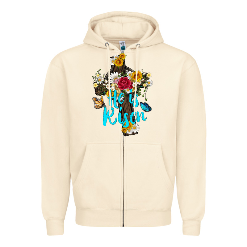 He Is Rısen With Cross And Butterfly Zipper Hoodie by Artiststas | Teevron