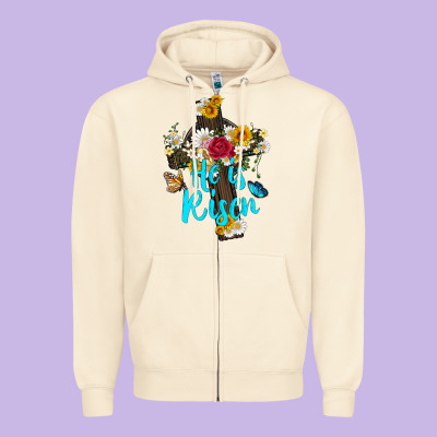 He Is Rısen With Cross And Butterfly Zipper Hoodie Designed By Artiststas
