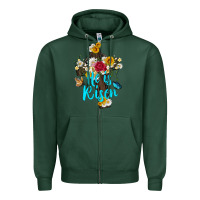 Sports Green he is rısen with cross and butterfly Zipper Hoodie - Artiststas