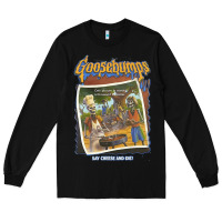 Black R.L. Stine Goosebumps Halloween Say Cheese And Die Long Sleeve Tee - longCreatives