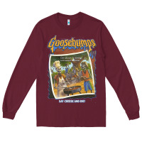 Burgundy R.L. Stine Goosebumps Halloween Say Cheese And Die Long Sleeve Tee - longCreatives