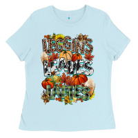 Baby Blue Leaves lattes Fall pumpkin Ladies Tee - NancyCooperArtShop