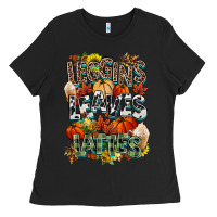 Black Leaves lattes Fall pumpkin Ladies Tee - NancyCooperArtShop