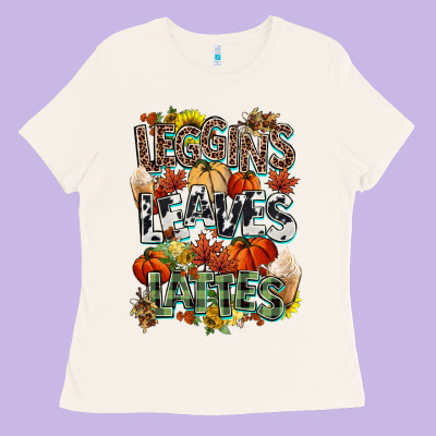 Leaves Lattes Fall Pumpkin Ladies Tee Designed By Nancycooperartshop