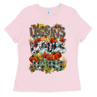 Bubblegum Pink Leaves lattes Fall pumpkin Ladies Tee - NancyCooperArtShop