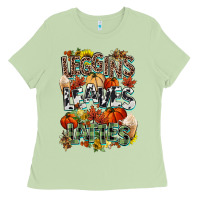 Matcha Leaves lattes Fall pumpkin Ladies Tee - NancyCooperArtShop
