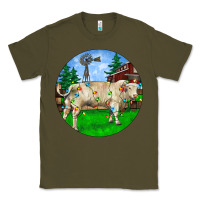 Army Green Christmas Charolais Bull And Barnyard Classic Tee - RanaPortraitStore