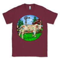 Burgundy Christmas Charolais Bull And Barnyard Classic Tee - RanaPortraitStore