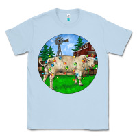 Dusty Blue Christmas Charolais Bull And Barnyard Classic Tee - RanaPortraitStore