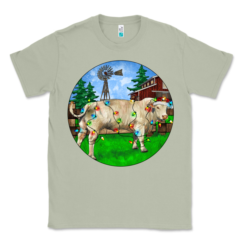Christmas Charolais Bull And Barnyard Classic Tee by RanaPortraitStore | Teevron