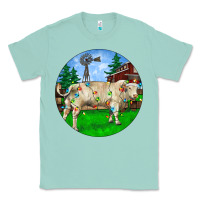 Seafoam Christmas Charolais Bull And Barnyard Classic Tee - RanaPortraitStore
