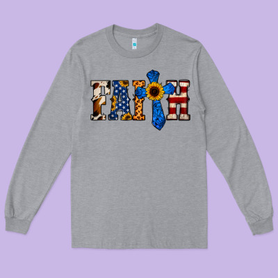 American Flag Faith Long Sleeve Tee Designed By Jasminsmagicworld