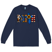 Navy American Flag Faith Long Sleeve Tee - Jasminsmagicworld