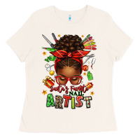 Bone santa's favorite nail artist afro messy bun Ladies Tee - texasbilliewilder