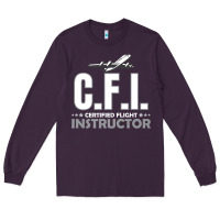 Plum CFI CFI Certified Flight Pilot Gift CFI Flying Instructor Long Sleeve Tee - longCreatives