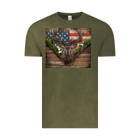 Vintage Olive usa deer hunting Vintage Tee - CowGirlArtShop