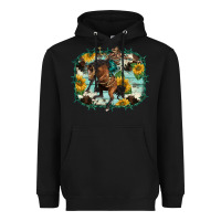 Black western rodeo horse cowhide sunflowers Heavyweight Hoodie - BarkalooDesign