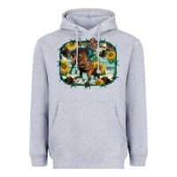 Heather Grey western rodeo horse cowhide sunflowers Heavyweight Hoodie - BarkalooDesign