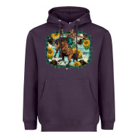 Plum western rodeo horse cowhide sunflowers Heavyweight Hoodie - BarkalooDesign