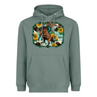 Western Rodeo Horse Cowhide Sunflowers Heavyweight Hoodie | Teevron
