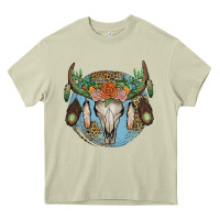 Mossy floral feather bull skull Heavy Core Tee - JahusDesignShop