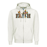 Oatmeal Heather faith cross and butterfly with sunflower leopard and roses Zipper Hoodie - Artiststas
