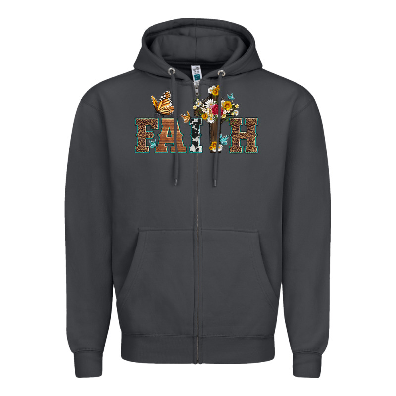 Faith Cross And Butterfly With Sunflower Leopard And Roses Zipper Hoodie by Artiststas | Teevron