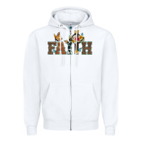 White faith cross and butterfly with sunflower leopard and roses Zipper Hoodie - Artiststas