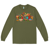 Army Green Cinco de mayo Teacher Long Sleeve Tee - FaDigitalArtStudio