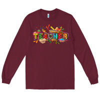 Burgundy Cinco de mayo Teacher Long Sleeve Tee - FaDigitalArtStudio