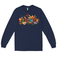 Navy Cinco de mayo Teacher Long Sleeve Tee - FaDigitalArtStudio