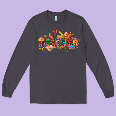 Cinco De Mayo Teacher Long Sleeve Tee Designed By Fadigitalartstudio