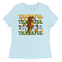 Baby Blue Thankful Thankful Thankful Ladies Tee - NancyCooperArtShop