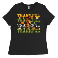 Black Thankful Thankful Thankful Ladies Tee - NancyCooperArtShop