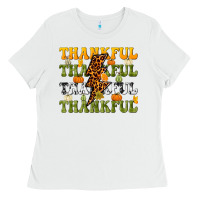 White Thankful Thankful Thankful Ladies Tee - NancyCooperArtShop