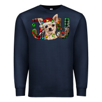 Navy christmas chihuahua joy Premium Sweatshirt - BarkalooDesign