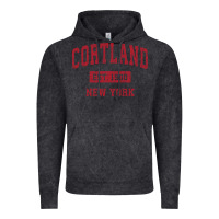 Vintage Black Cortland New York NY Vintage Sports Design Red Design Sweat Vintage Hoodie - longCreatives