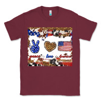 Burgundy peace love america Classic Tee - TumblerDesignByShophia