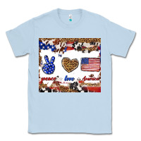 Dusty Blue peace love america Classic Tee - TumblerDesignByShophia