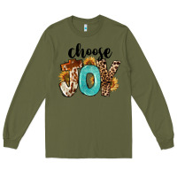 Army Green Western Choose Joy Long Sleeve Tee - FaDigitalArtStudio