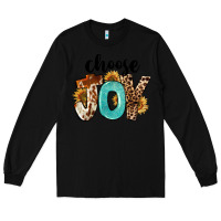 Black Western Choose Joy Long Sleeve Tee - FaDigitalArtStudio