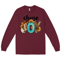 Burgundy Western Choose Joy Long Sleeve Tee - FaDigitalArtStudio