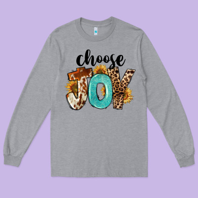 Western Choose Joy Long Sleeve Tee Designed By Fadigitalartstudio